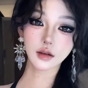 Long Tassel Silver Crystal Flower Dangle Earrings - Water Drop Design, Light Luxury High-End Studs for Women, Elegant Fashion Statement