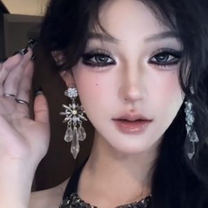 Long Tassel Silver Crystal Flower Dangle Earrings - Water Drop Design, Light Luxury High-End Studs for Women, Elegant Fashion Statement
