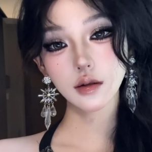 Long Tassel Silver Crystal Flower Dangle Earrings - Water Drop Design, Light Luxury High-End Studs for Women, Elegant Fashion Statement