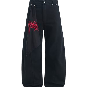 Loose Leaf Wide-Leg Casual Pants, Wrinkle-Resistant Embroidered Letter Design, Summer 2025 Fashion, Trendy Relaxed Fit