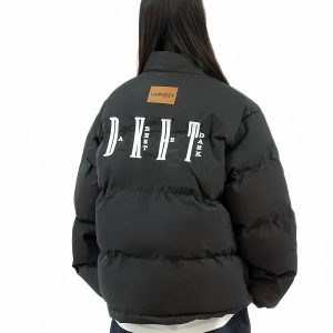 Loose Unisex Bread Jacket with Letter Embroidery – Thick Cotton Winter Coat for Couples, National Trend Fashion Outerwear