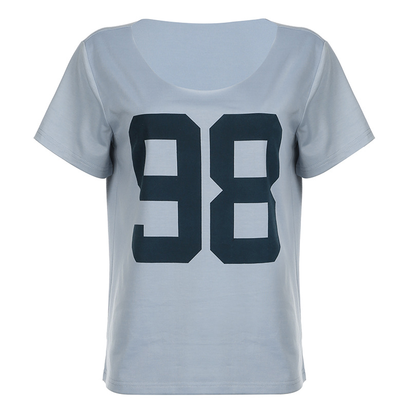 Loose Women's T-shirt with Personalized Digital Print, Round Neck, Casual Short Sleeve, European American Street Style