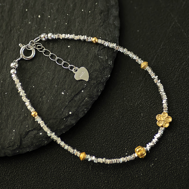 Luxury 18k Gold-Plated Peach Blossom Pumpkin Stacked Bracelet with Colorful Tassels - National Style Wrist String Jewelry