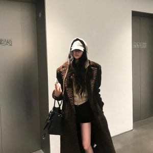 Luxury Eco-Friendly Faux Fur Long Wool Coat for Women - Stylish Outerwear for Spring & Winter, Chic Upper East Side Fashion