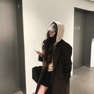 Luxury Eco-Friendly Faux Fur Long Wool Coat for Women - Stylish Outerwear for Spring & Winter, Chic Upper East Side Fashion