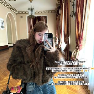 Luxury Little Girls' Faux Fur Short Coat - High-Quality Cotton-Padded Plush Winter Outerwear for Stylish Kids