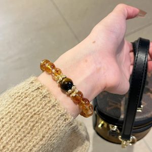 Luxury Tiger's Eye Bead Bracelet, Exquisite Natural Crystal Jewelry, Large Round Beads, Elegant Women's Gift, Unique Fashion Accessory