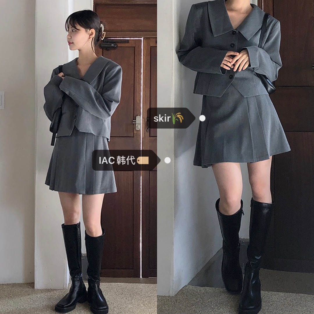 Medium Gray Pleated Skirt - Korean Style, 90s-Inspired Fashion Essential for Effortless Chic Looks