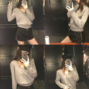 Memory Color V-neck Sweater for Women - Winter Pullover, Long Sleeve, Thick Knitted Top, Cozy High-End Style