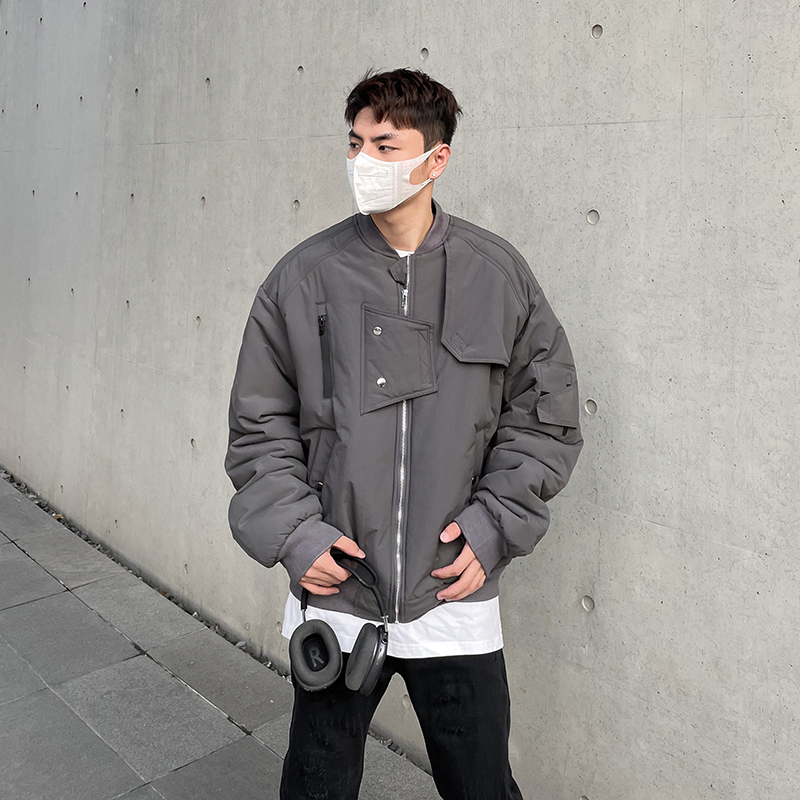 Men's American High Street Multi-Pocket Pilot Baseball Jacket - Trendy Loose Cotton Outerwear for Fall/Winter