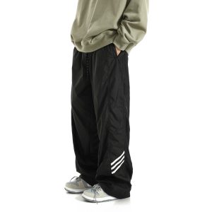 Men's American Retro Striped Sports Pants - Loose Drape Long Sweatpants for Spring/Summer, Versatile High Street Style