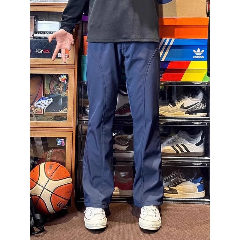 Men's American-Style Thin Waterproof Quick-Dry Cargo Pants, Diagonal Cut Casual Outdoor Straight-Leg Summer Trousers