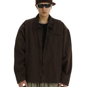 Men's American Vintage Detroit Heavyweight Washed Work Jacket - Stylish Loose Fit Versatile Outerwear for Autumn Fashion