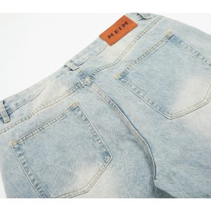 Men's American Vintage Distressed Wide-Leg Jeans, Trendy Curved Blade Pants, 90s Style Fashion, Casual Streetwear 2025