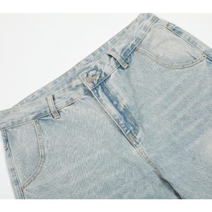 Men's American Vintage Distressed Wide-Leg Jeans, Trendy Curved Blade Pants, 90s Style Fashion, Casual Streetwear 2025