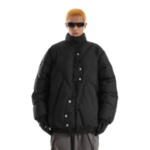 Men's Black Vintage-Inspired Loose Cotton Jacket - Versatile Retro Commuter Coat for Trendy Winter Style
