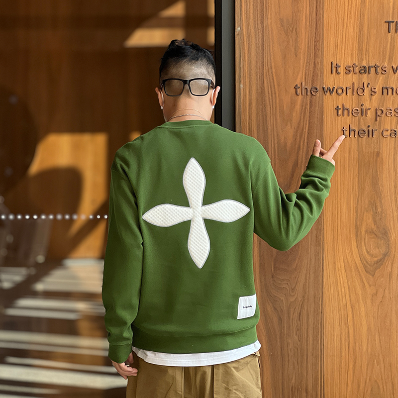 Men's Casual Round-Neck Sweatshirt, American Street Style Hip-Hop Pullover Hoodie for Spring and Autumn, Trendy Urban Wear