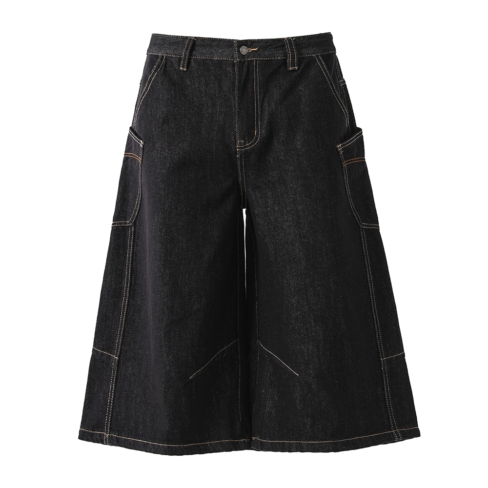 Men's Cowboy Loose Wide-Leg 7/10 Pants with Side Pockets - Summer 2025 Fashion, Relaxed Fit Five-Point Style