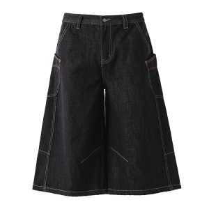 Men's Cowboy Loose Wide-Leg 7/10 Pants with Side Pockets - Summer 2025 Fashion, Relaxed Fit Five-Point Style