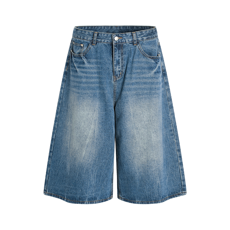 Men's Denim Shorts - Trendy Retro Summer Seven-Point Pants with Lightning Natural Cat Whiskers - 2025 American Style Fashion