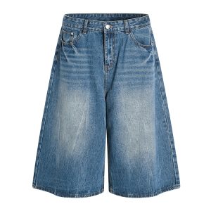 Men's Denim Shorts - Trendy Retro Summer Seven-Point Pants with Lightning Natural Cat Whiskers - 2025 American Style Fashion