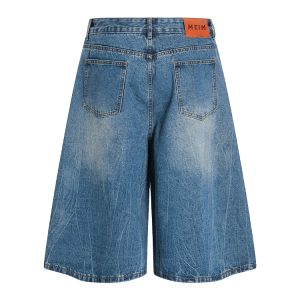 Men's Denim Shorts - Trendy Retro Summer Seven-Point Pants with Lightning Natural Cat Whiskers - 2025 American Style Fashion