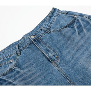 Men's Denim Shorts - Trendy Retro Summer Seven-Point Pants with Lightning Natural Cat Whiskers - 2025 American Style Fashion