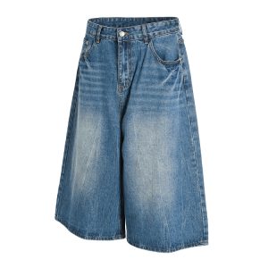 Men's Denim Shorts - Trendy Retro Summer Seven-Point Pants with Lightning Natural Cat Whiskers - 2025 American Style Fashion