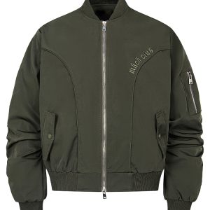 Men's Double Zipper MA1 Flight Jacket - American Clean Fit Bomber Style, Casual Outerwear for Modern Fashion