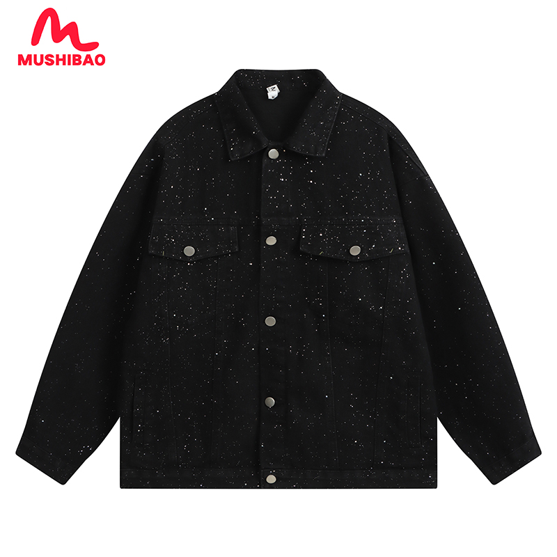 Men's Heavy Industry Sequin Denim Jacket - Trendy Autumn Streetwear, American Style, Casual Fashion for 90s Inspired Looks