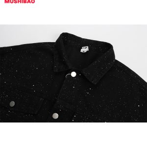 Men's Heavy Industry Sequin Denim Jacket - Trendy Autumn Streetwear, American Style, Casual Fashion for 90s Inspired Looks