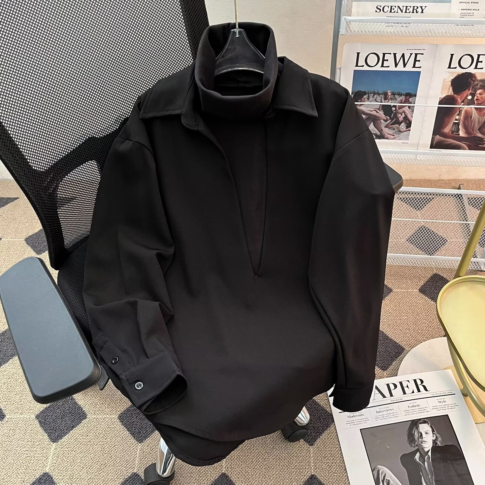 Men's Long Sleeve Spliced Faux Two-Piece Shirt Jacket - Stylish High-End Fashion for Spring Autumn 2025 Trends