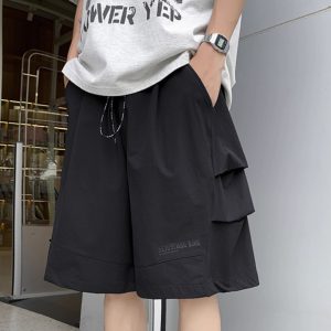 Men's Quick-Dry Cargo Shorts - American Style Loose Gray Summer Beach Shorts, Casual Tactical Five-Point Sports Shorts