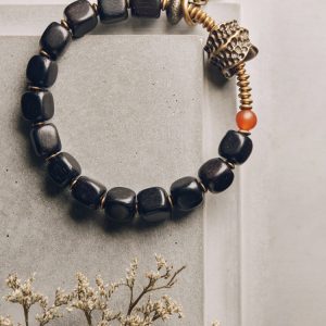 Men's Retro Ebony Bead Circle Bracelet - Trendy Niche Design for Couples, Unique Fashion Accessory