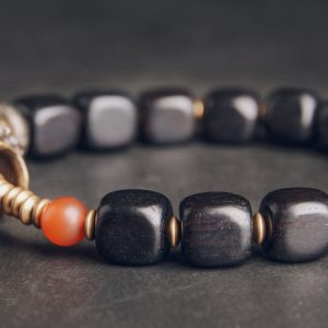Men's Retro Ebony Bead Circle Bracelet - Trendy Niche Design for Couples, Unique Fashion Accessory