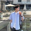 Men's Short-Sleeve Casual Shirt - Trendy Summer Jacket in Loose Fit, Stylish Hong Kong Design for Effortless Fashion