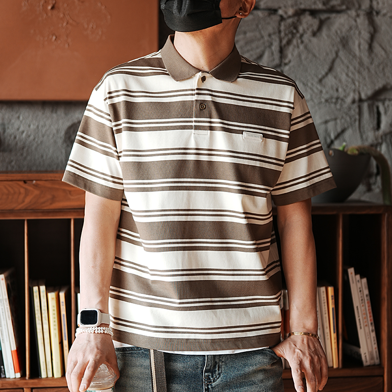 Men's Short Sleeve Striped Polo Shirt - Versatile Spring Fashion Trend, American Youth Style, Casual Lapel Top