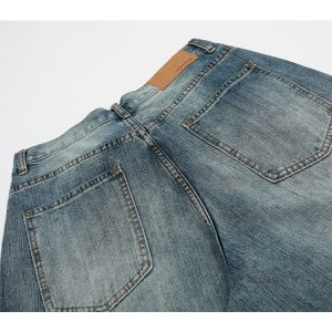 Men's Summer Vintage Water-Washed Blue Denim Shorts - Loose Fit Mid-Length Three-Quarter Pants for Trendy American Style