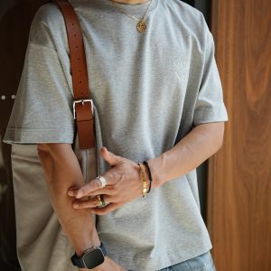 Men's Trendy Letter Print Drawstring Short Sleeve T-shirt - Summer Versatile Half Sleeve Top for Casual Style