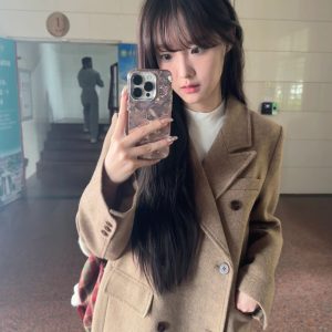 Mid-Length Double-Breasted Wool Coat for Women - 2023 High-End Korean Style Autumn Winter Fashion