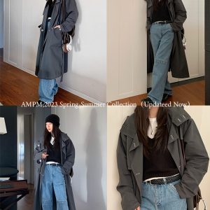 Mid-Length Gray Trench Coat 2023 - High-End Korean Style British Fashion for Petite Wear