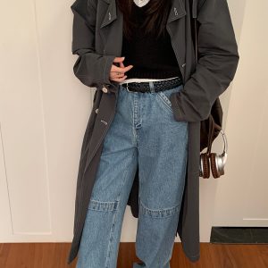 Mid-Length Gray Trench Coat 2023 - High-End Korean Style British Fashion for Petite Wear