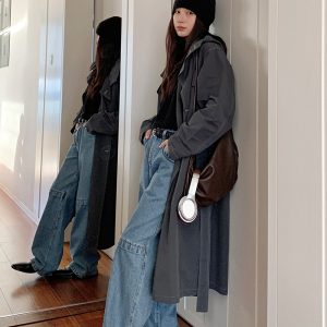 Mid-Length Gray Trench Coat 2023 - High-End Korean Style British Fashion for Petite Wear