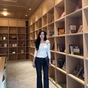 Mid-Rise Flared Cheating Pants for Women - Graceful Figure Cow Print, Long Leg, Chic Y2K Style