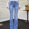 Mid-Rise Flared Jeans with Comic Leg Design in Fresh Water Blue - Slimming Fit, Trendy 90s Style