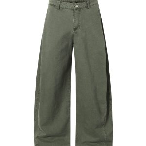 Military Green Cargo Pants for Men - American Straight Loose Ulzzang Trendy Wide-Leg Casual Trousers for Y2K and Streetwear Style