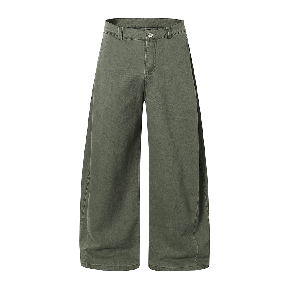 Military Green Cargo Pants for Men - American Straight Loose Ulzzang Trendy Wide-Leg Casual Trousers for Y2K and Streetwear Style