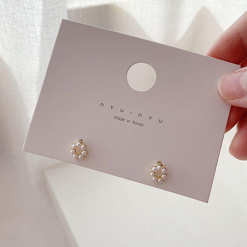 Mini Pearl Geometric Circle Stud Earrings - 2025 Fashion Minimalist Sleep-In Ear Accessories