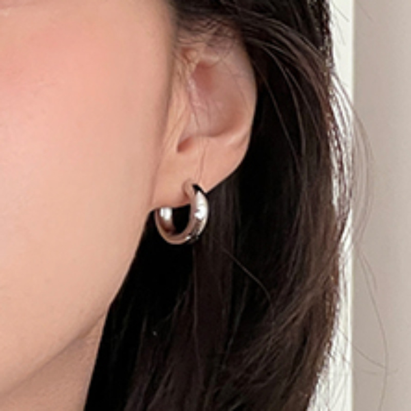 Minimalist 925 Sterling Silver Hoop Earrings - High-End Niche Design Women's Ear Accessories for 2025 Style