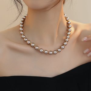 Minimalist Artificial Pearl Necklace and Earring Set for Women - Versatile High-End Clavicle Chain Accessories